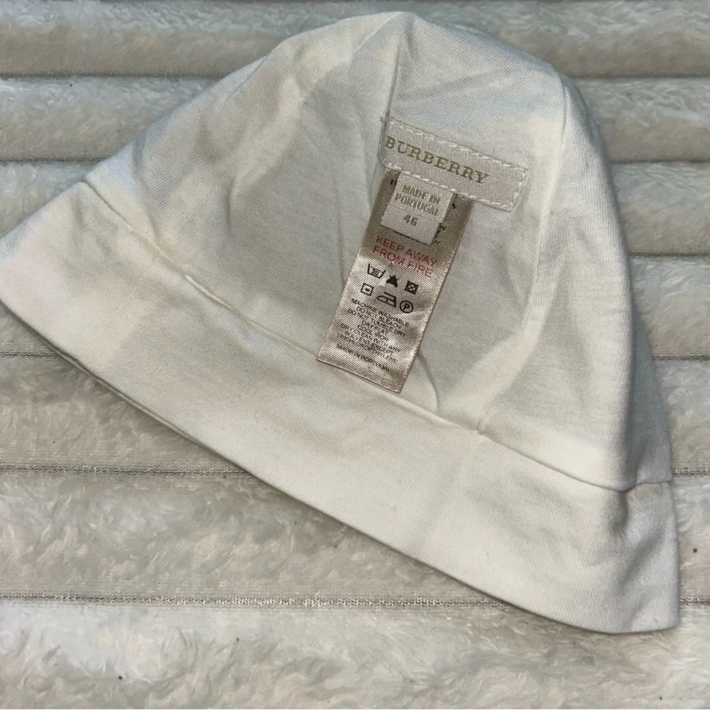 Vintage BURBERRY Baby Boy Hat & Nova Check Printed Bib- Blue/Tan Gingham Check